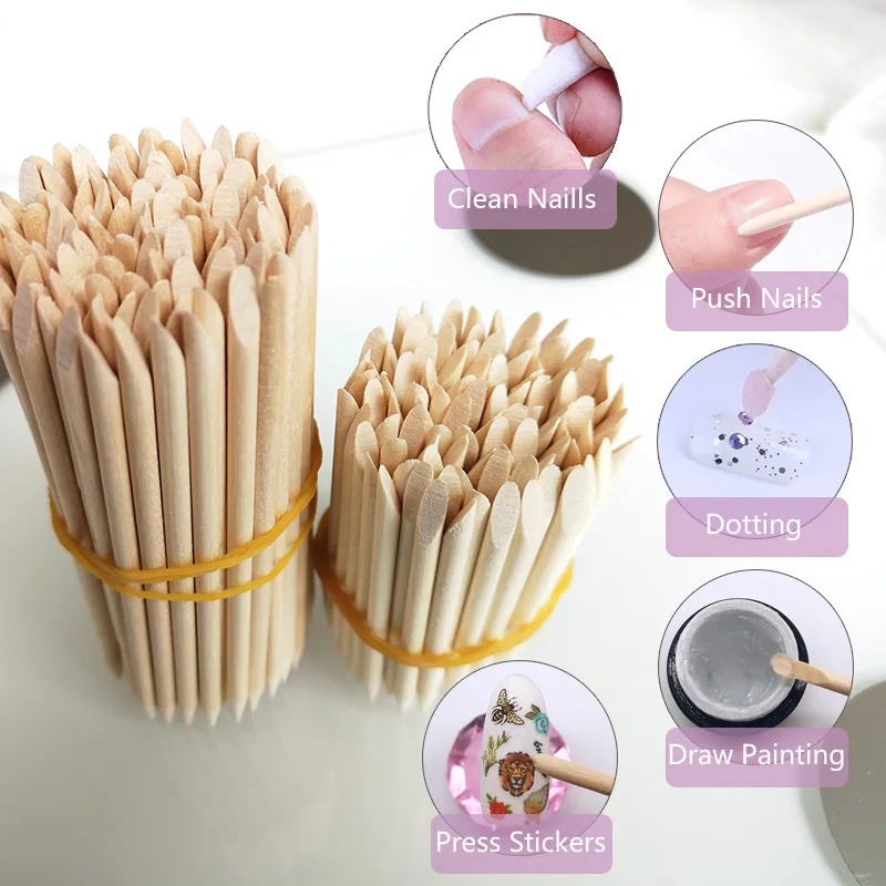 Nail Art Orange - 10-30pcsNail Cuticle Pusher Orange Wood Sticks