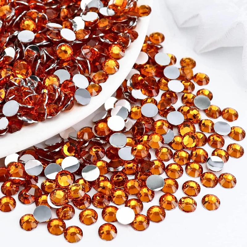 Nail Art Orange - Orange Silvery Flatback Resin Rhinestones 2mm
