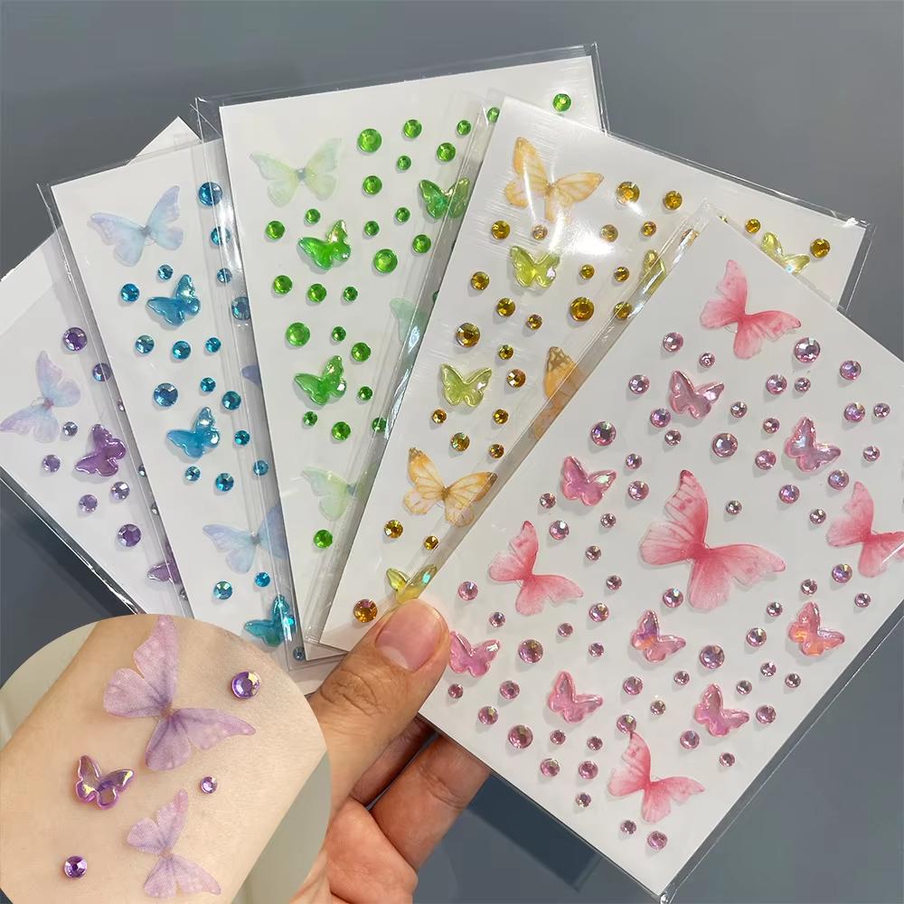 Nail Art Glitter - 1sheet Eyes Face Makeup Butterfly Crystal