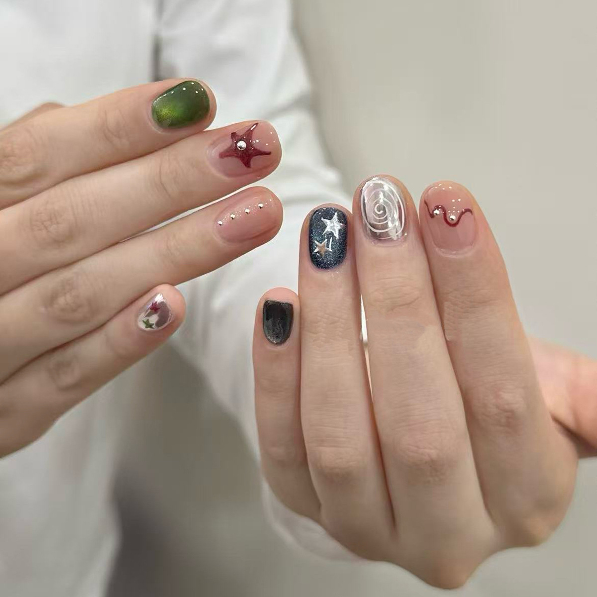 10PCS Glitter Cat Eye Short Sq - Nail Art Glitter 评论和价格