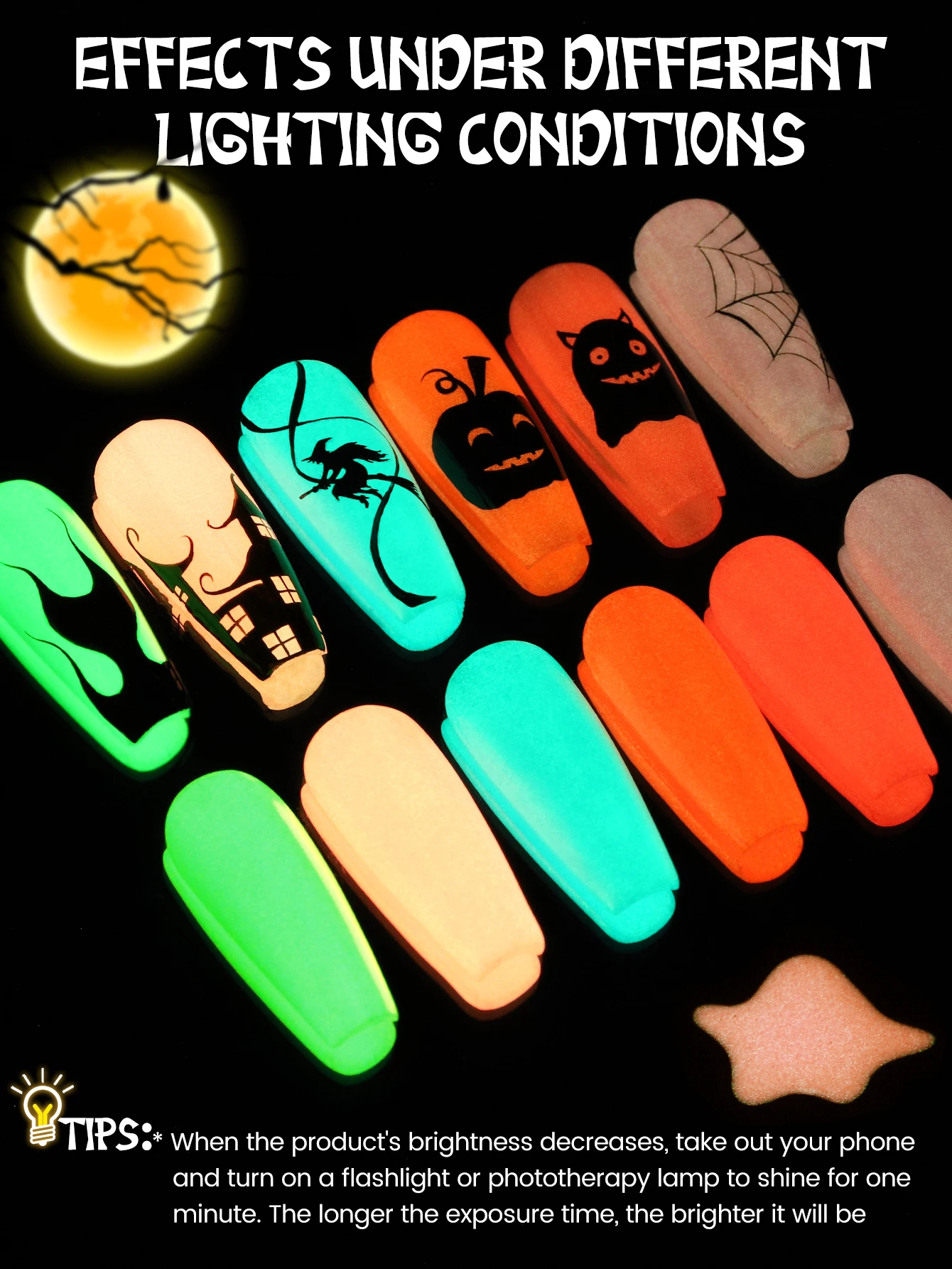 YOKEFELLOW Glow in the Dark Ge - Nail Art Orange 评论和价格