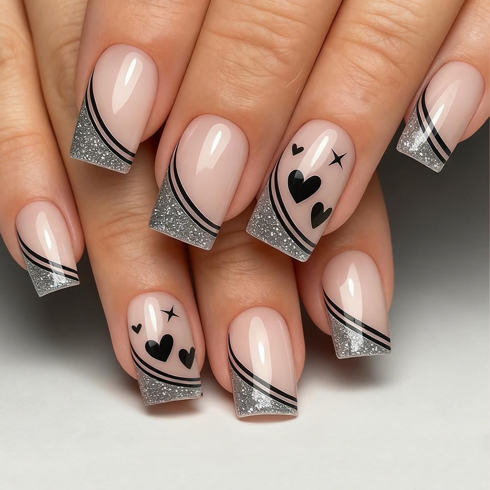 Short Square fake nails for wo - Nail Art Glitter 评论和价格