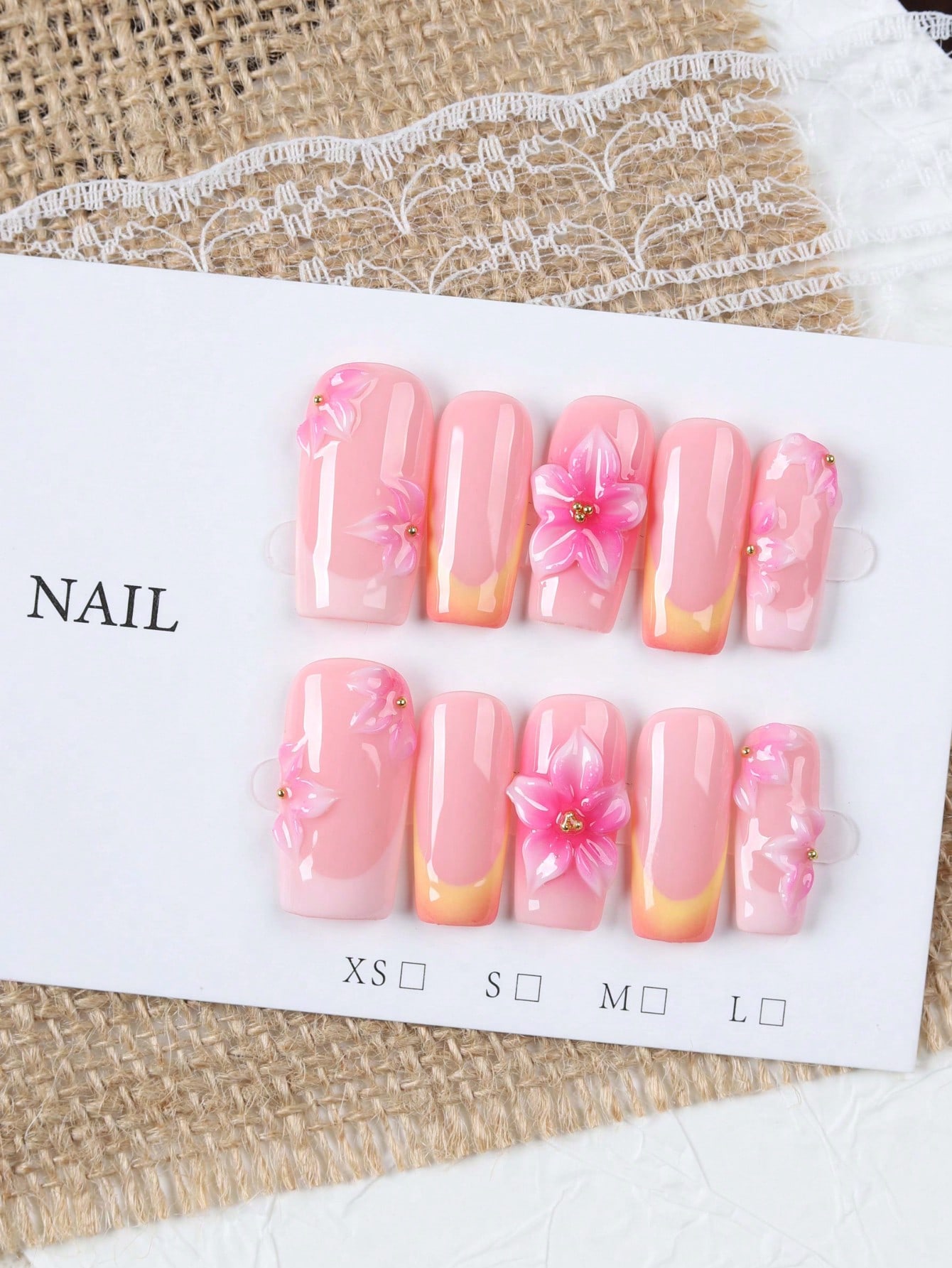 10 Pieces of Medium-Length Rec - Nail Art Orange 评论和价格
