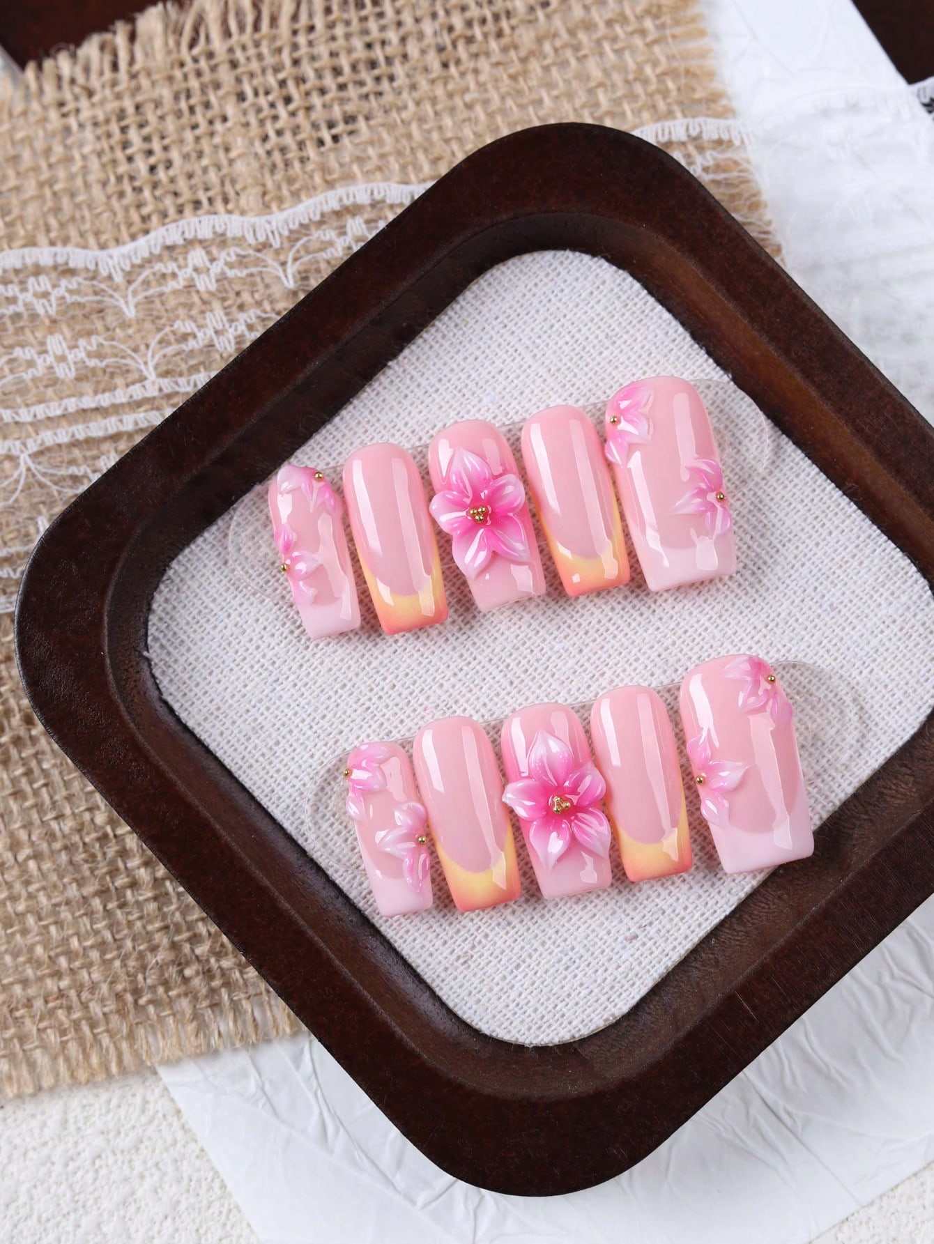 10 Pieces of Medium-Length Rec - Nail Art Orange 评论和价格
