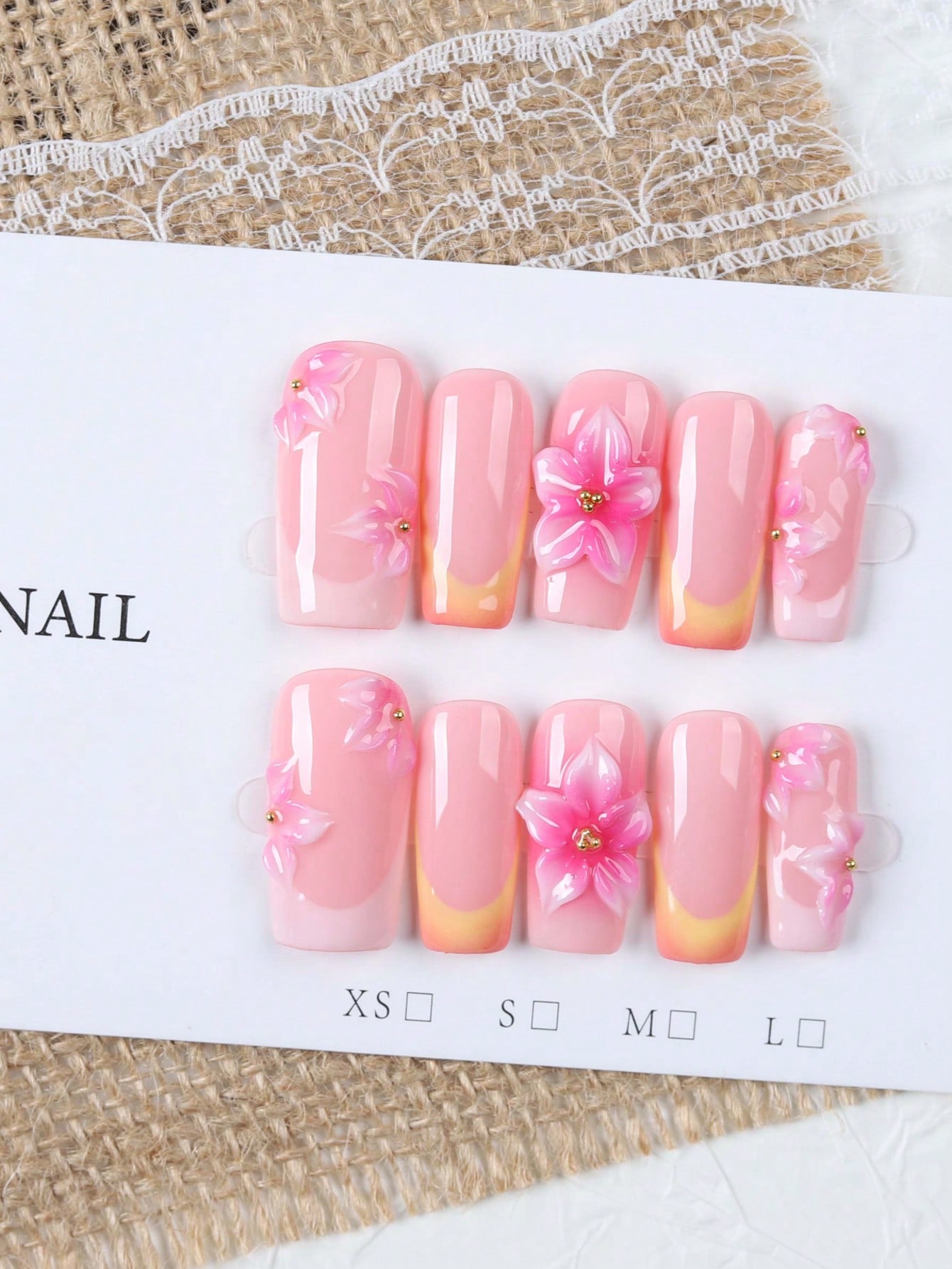 10 Pieces of Medium-Length Rec - Nail Art Orange 评论和价格