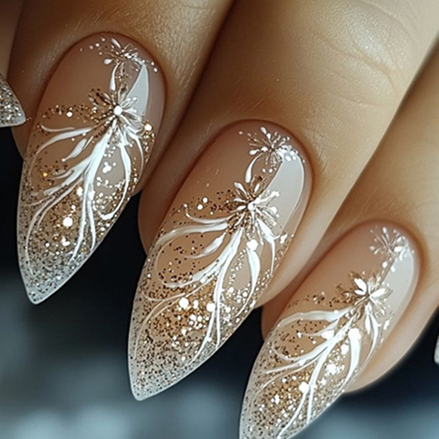 24pcs/set Short Medium fake na - Nail Art Glitter 评论和价格