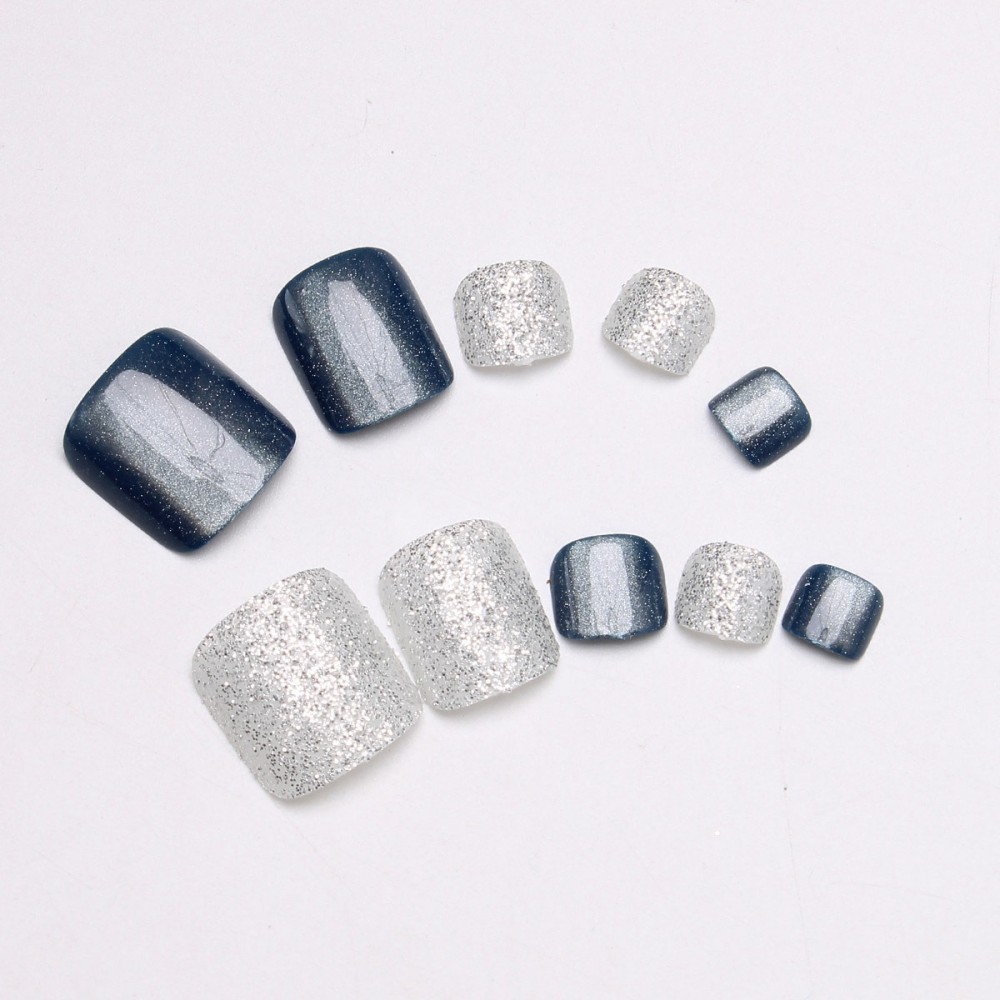 24PCS Ocean Blue Cat Eye Toena - Nail Art Glitter 评论和价格
