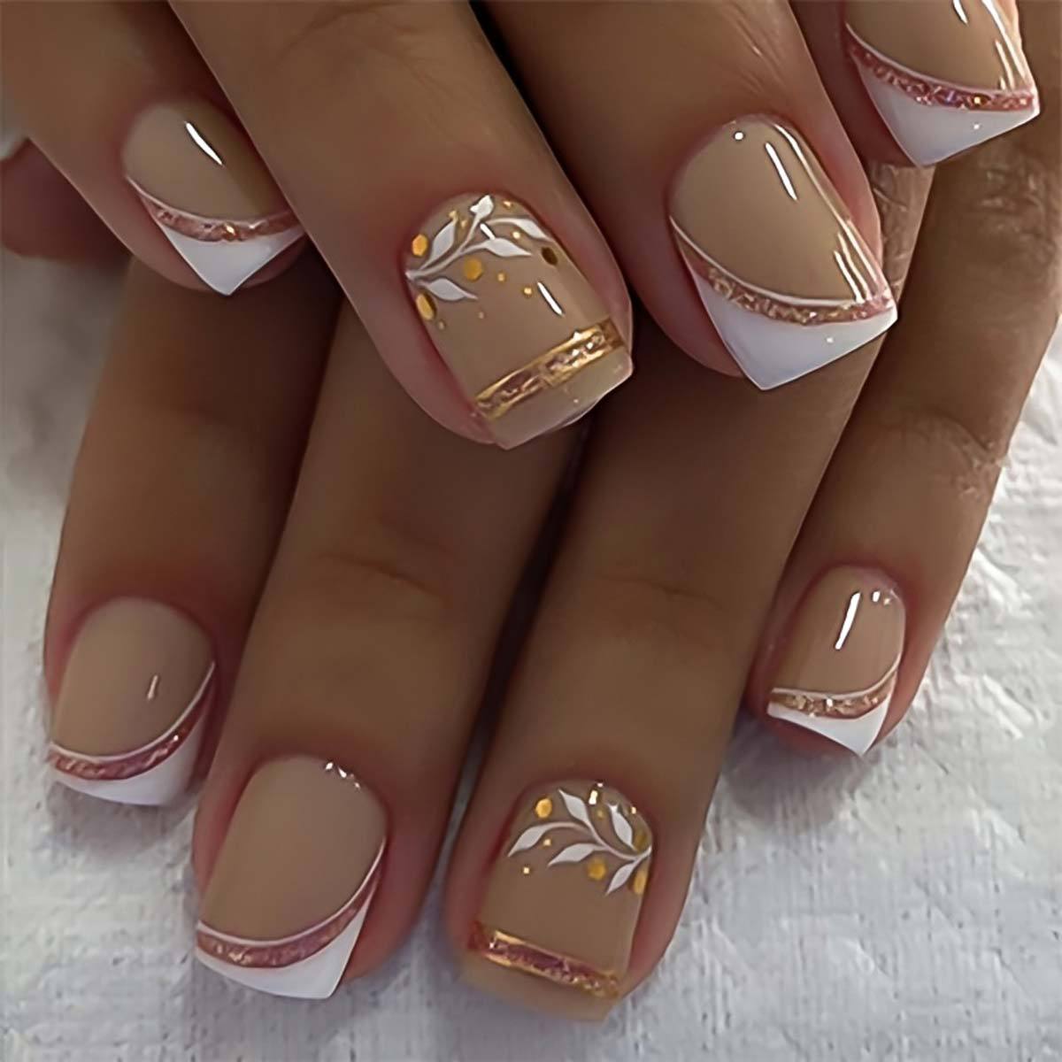 Short Medium fake nails for wo - Nail Art Glitter 评论和价格