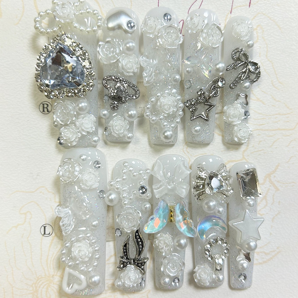 10PCS Cute Jirai Kei White Han - Nail Art Glitter 评论和价格
