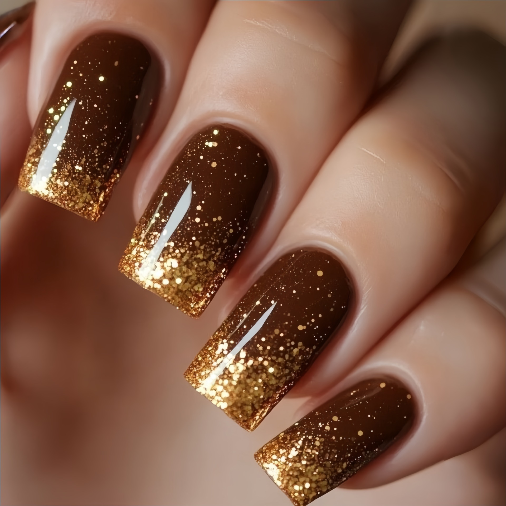 Short Medium fake nails Gradie - Nail Art Glitter 评论和价格