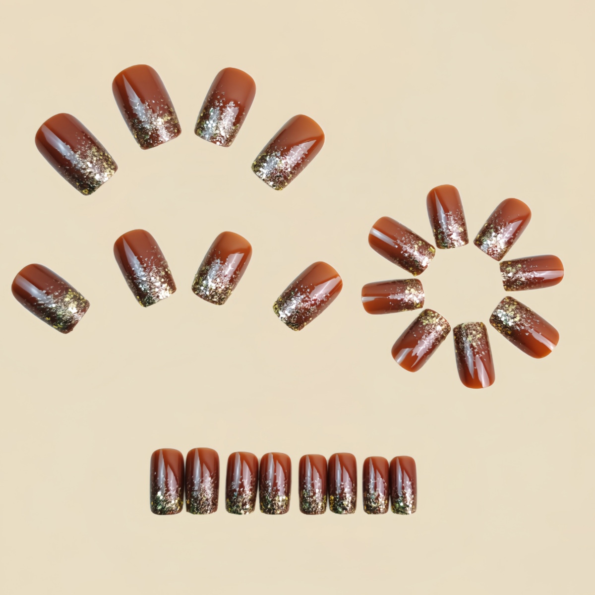 Short Medium fake nails Gradie - Nail Art Glitter 评论和价格