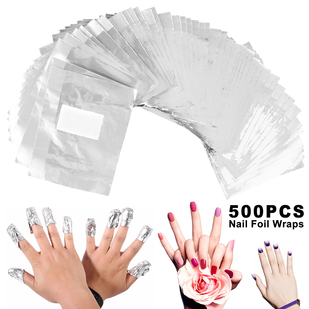 500/1000Pcs Aluminium Foil Gel - Nail Art Remover 评论和价格